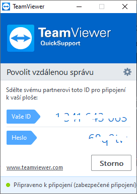 Dialogové okno TeamViewer